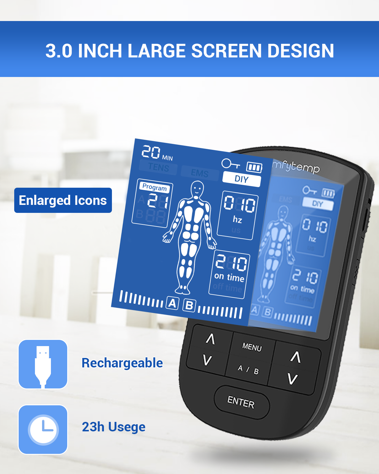 Comfytemp TENS Unit Muscle Stimulator for Pain Relief Therapy, FSA HSA Eligible TENS Machine with 24 Modes and DIY, Dual Channel EMS Unit, Pulse Muscle Massager for Back, Shoulder, Sciatica, Knee