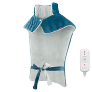 Comfytemp teal weighted heating pad for neck, back, and shoulders with controller.