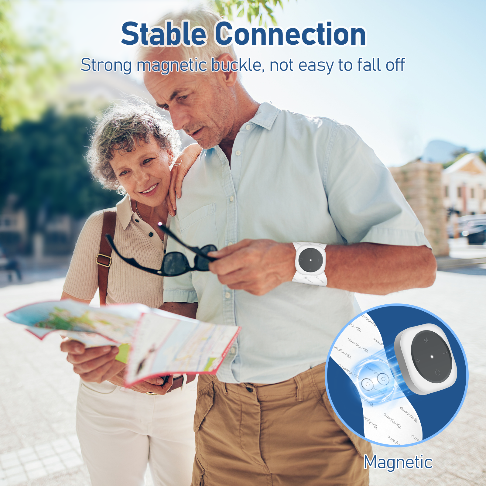 Comfytemp Electrode Wireless Massager - Rechargeable Portable TENS Unit Muscle Stimulator with App Control
