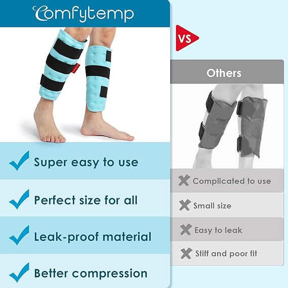 Comfytemp Calf Shin Splint Ice Packs for Injuries Resuable Gel 2 Pack