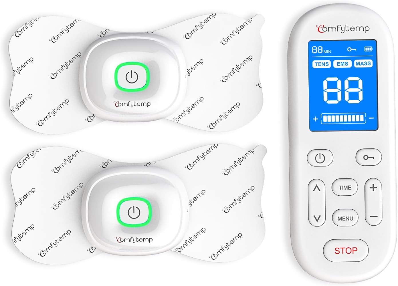 Comfytemp Dual Host Wireless TENS Unit Muscle Stimulator with 30 Modes