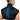 Black heated neck and shoulder wrap with teal trim, shown on a person with overlay of spine and ribcage.