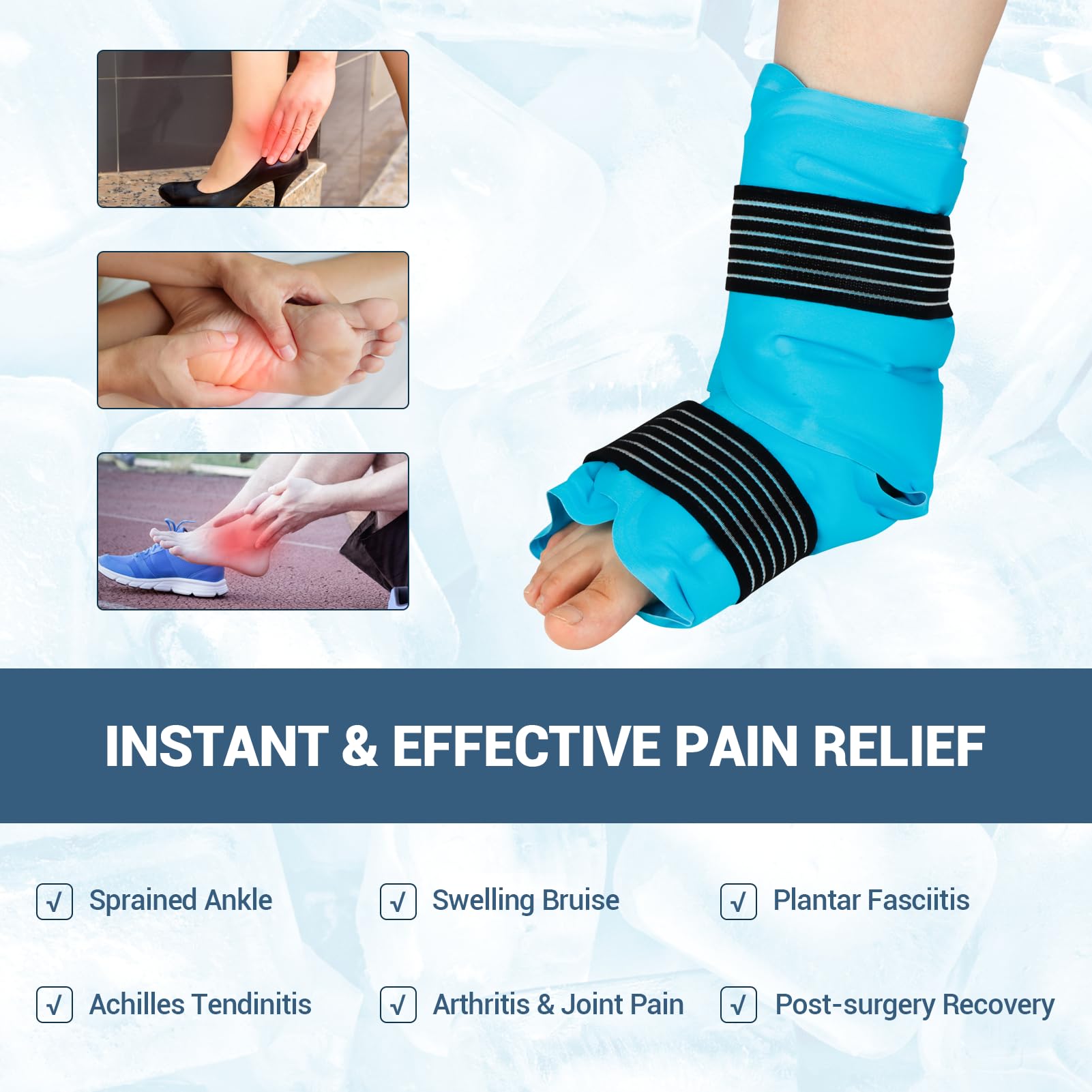 Comfytemp Large Foot Ankle Ice Pack Wrap for Injuries, Pain