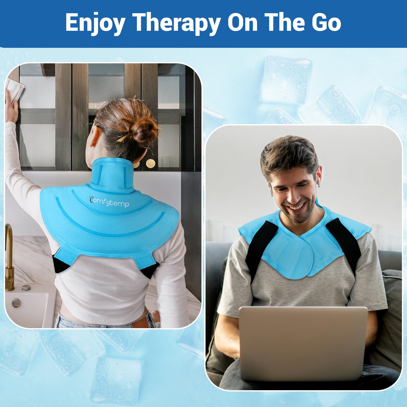 Comfytemp Neck and Shoulder Gel Ice Pack, Upgrade Large Hot Cold Neck Wrap for Upper Back Pain, Swelling