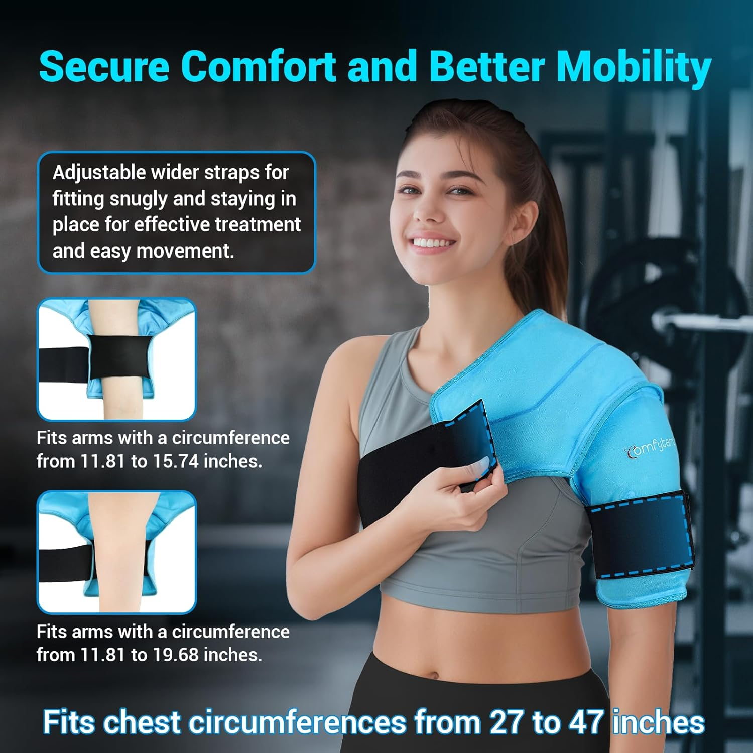 Comfytemp 3D Shoulder Ice Pack Wrap for Injuries Reusable Gel, Physical Rotator Cuff Cold Therapy Arm Shoulder Sleeve for Pain Relief, Fracture, Arthritis, Surgery, Recovery (S/M)