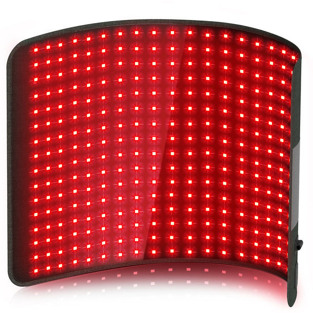 flexible LED red light therapy pad with illuminated red lights for therapeutic use