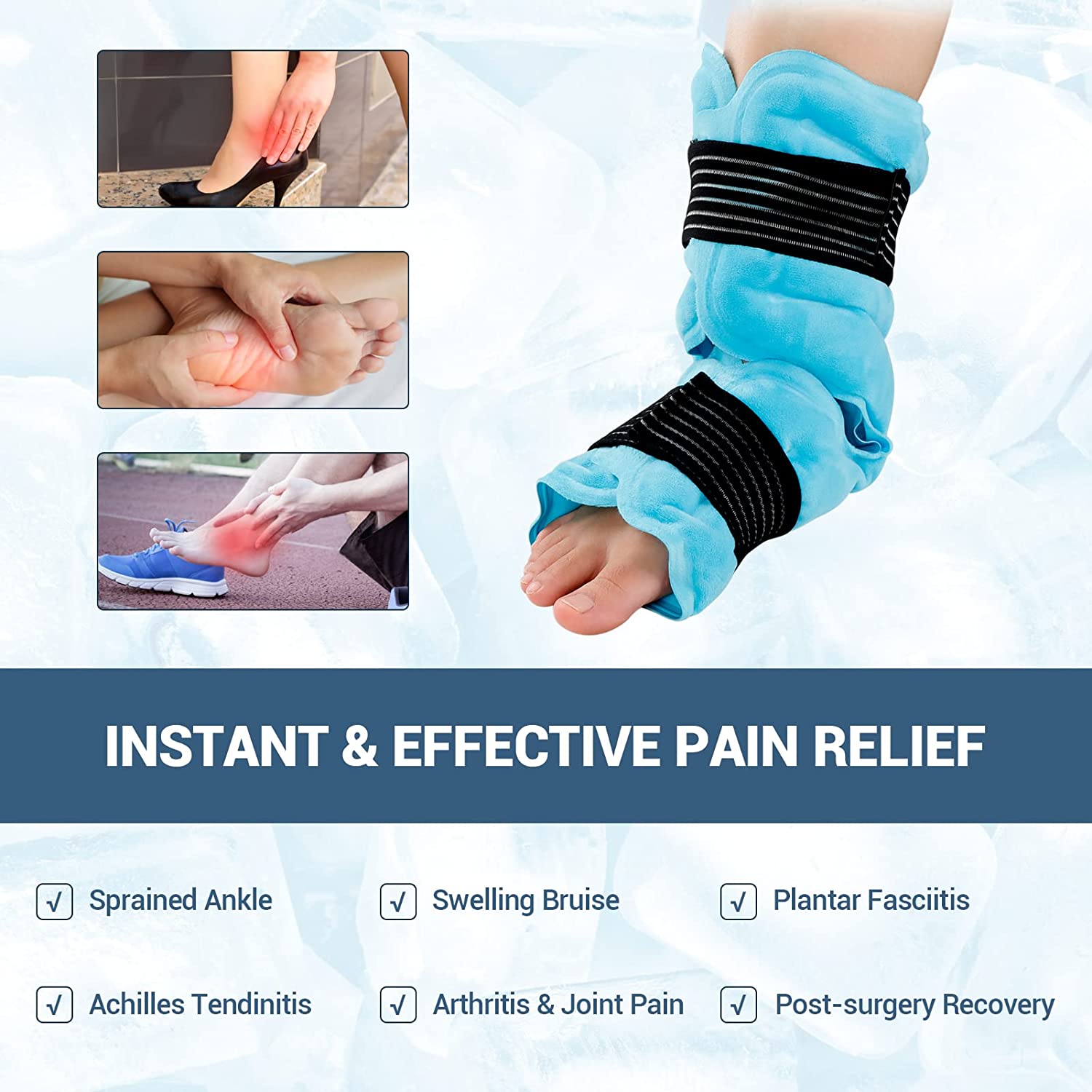Gel Ice Packs for Hot and Cold Therapy: Flexible, Reusable, & Microwavable  | for Pain Relief, Sports Injuries, Swelling, etc. (2-Pack : 4 x 10 Each)