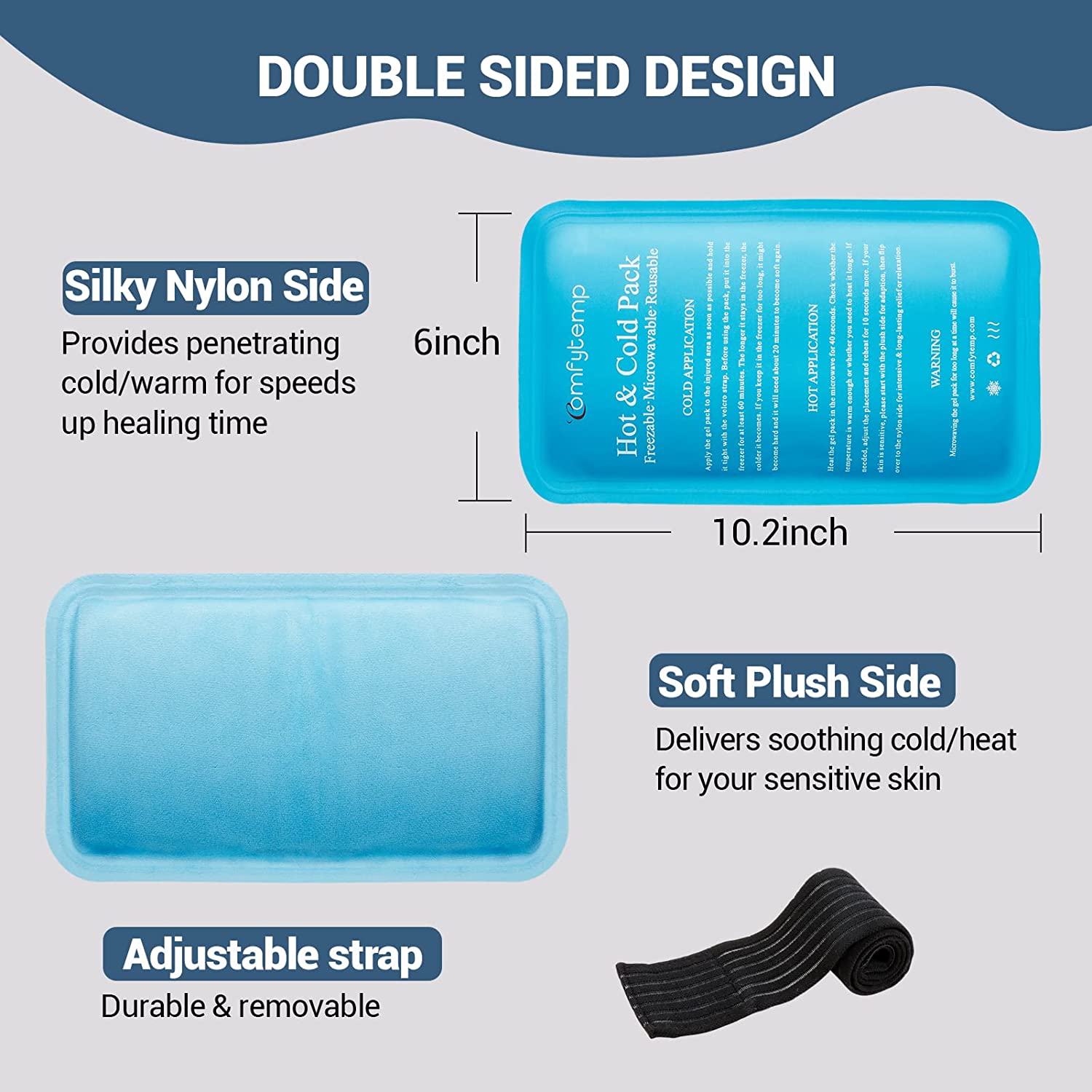 Injuries Recovery Soft & Flexible for Body Gel Ice Packs with 2Packs, 6"x10"