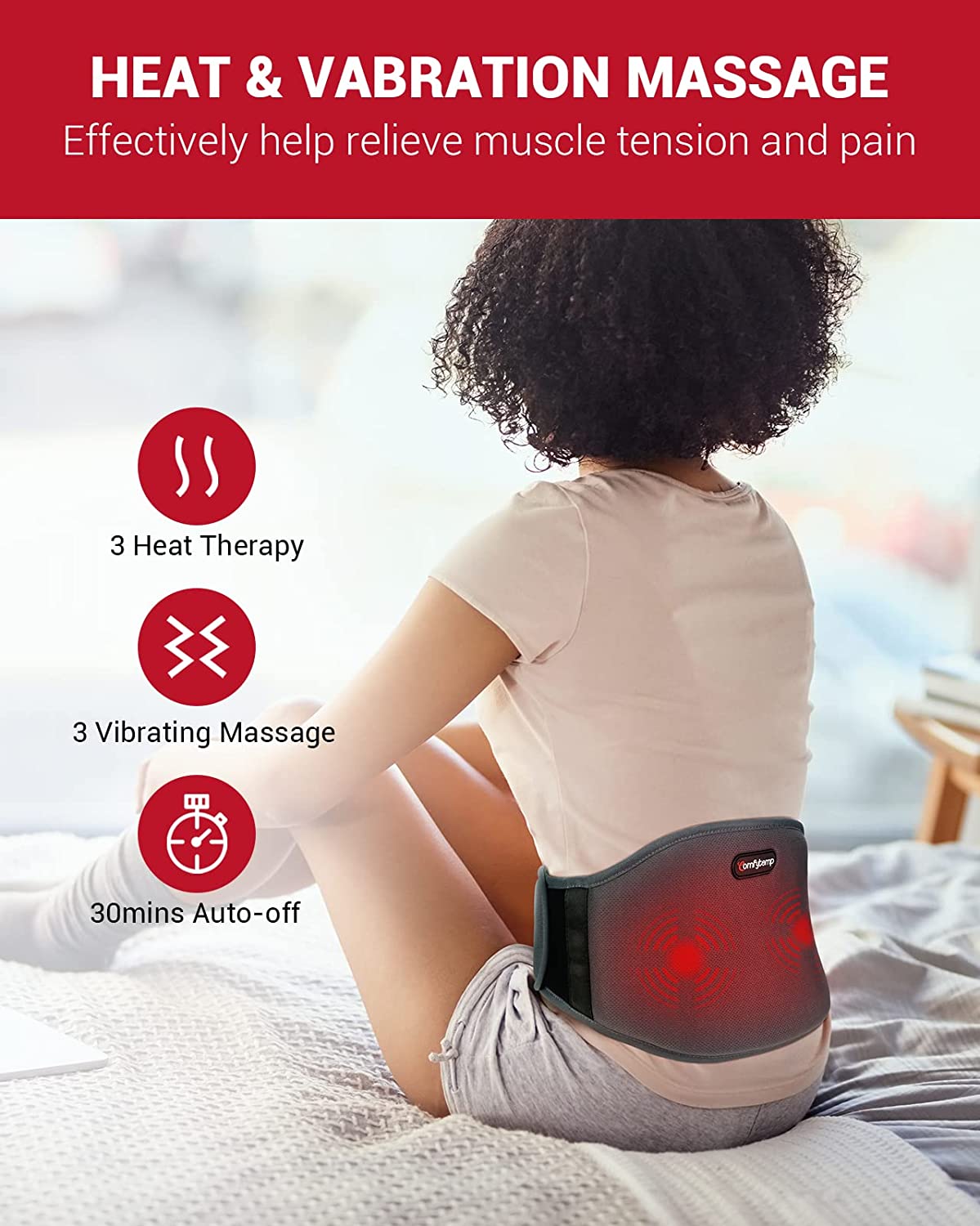 Cordless Heating Pad for Back Pain Relief - Wireless Heating Pad Back Brace  with Heat and Massage,Heat Belt for Back Pain Relief Belly Lumbar Spine  Stomach Arthritis(45inches) Heating Pad Back Massage(45in)