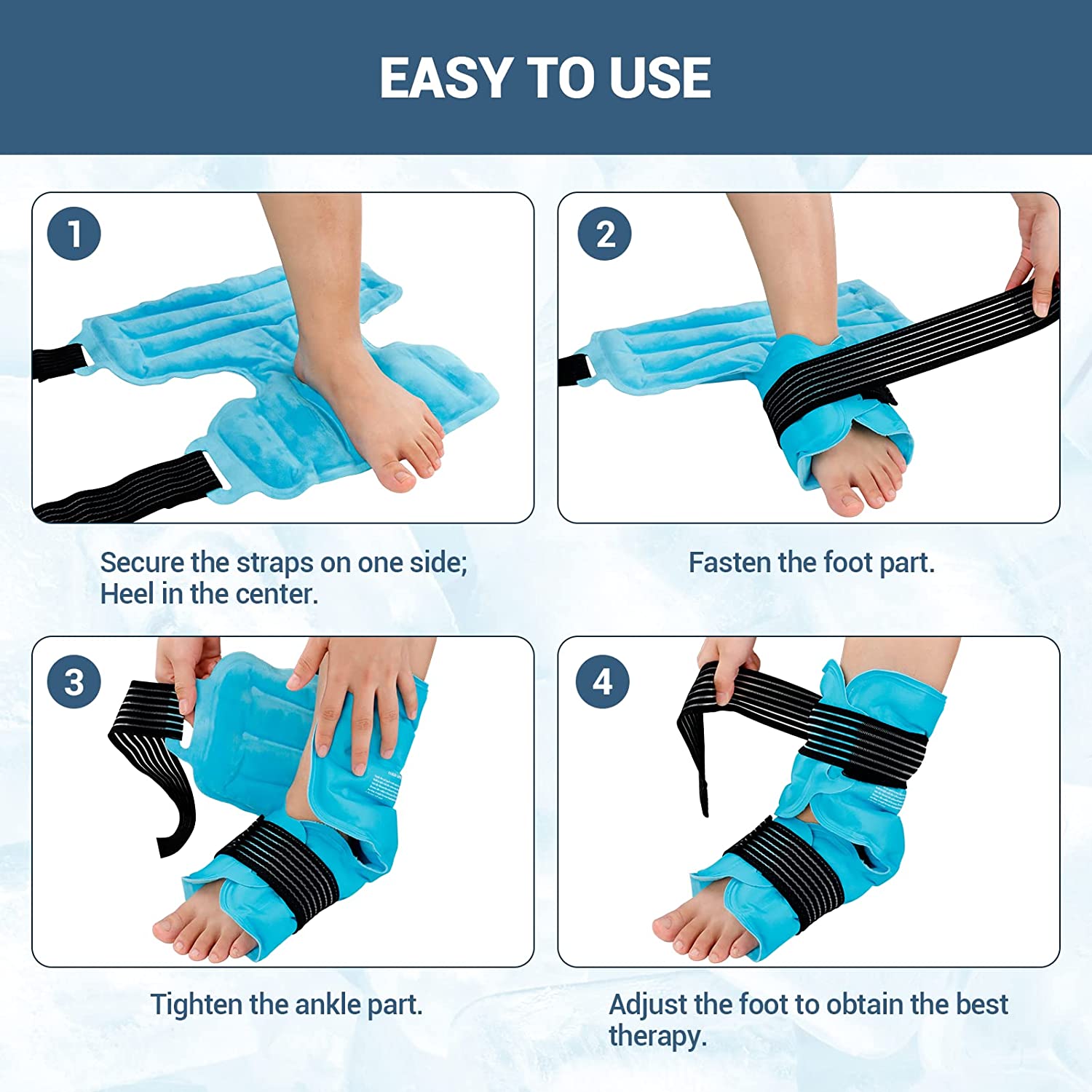 Luguiic Ankle Ice Pack Wrap for Injuries Reusable Gel Cold