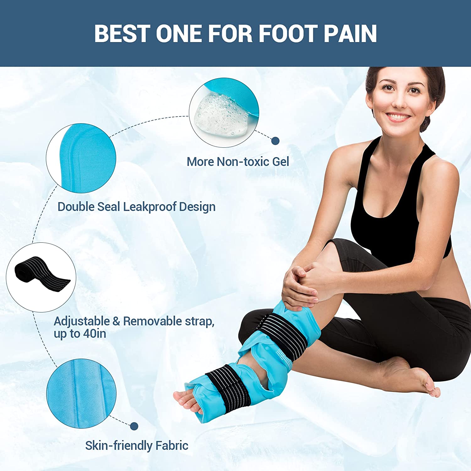 Ankle Injuries Recovery Reusable Gel Ice Pack with 2 Wraps
