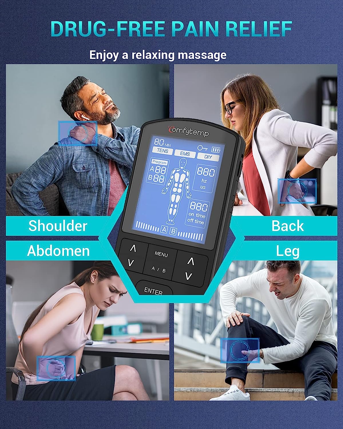 Muscle Stimulator EMS2 Channel Tens Machine EMS TENS Device for pain relief